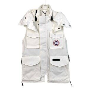 Canada Goose Mens White Arctic Program Vest With Detachable Hood & Pockets SP